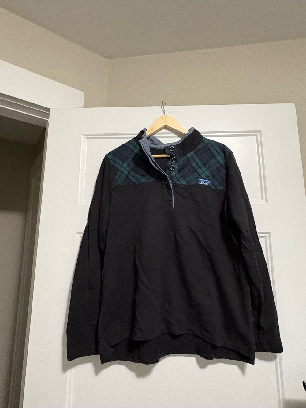 L.L. Bean Women's Soft Cotton Rugby Henley Shirt Long Sleeve Blue Size XL